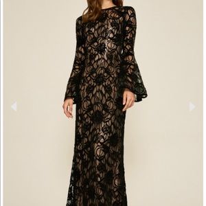 Tadashi Shoji sequin lace-over gown